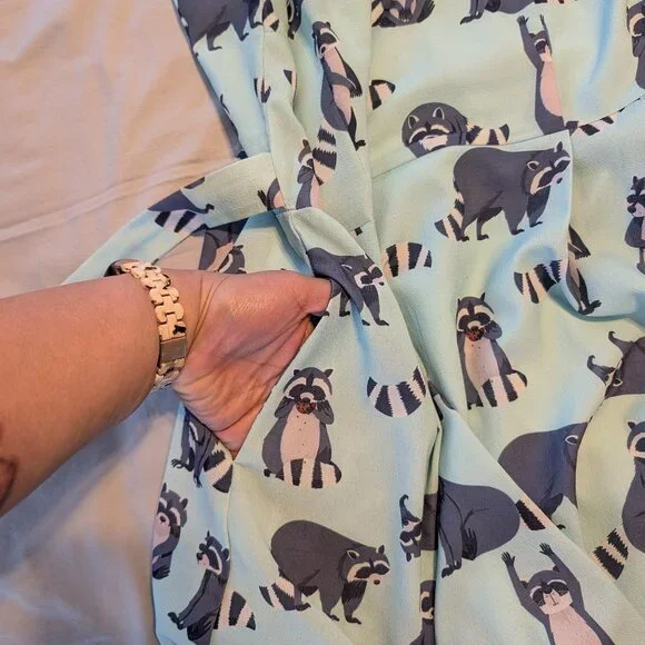 EUC LA Soul Fit & Flare Mini Dress in Trash Panda Print size Medium - Picture 9 of 10